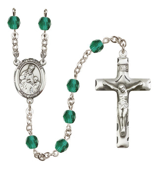 Silver-Plated 6mm Saint Ambrose  Engraved Catholic Rosaries