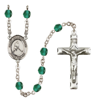 Silver-Plated 6mm Saint Christopher/Ice Hockey Rosary
