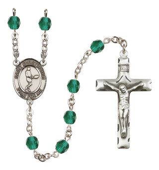 Silver-Plated 6mm Saint Christopher/Tennis Rosary