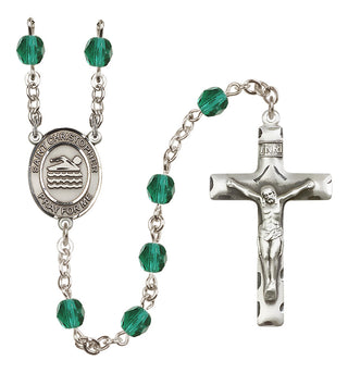 Silver-Plated 6mm Saint Christopher/Swimming Rosary