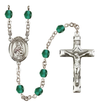 Silver Plated 6mm Fire Polished Saint Matilda Rosary in Zircon