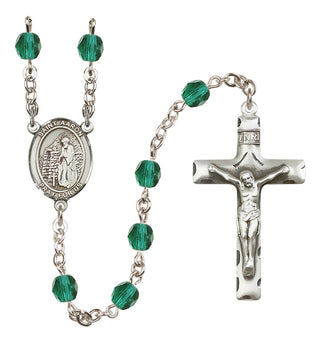 Silver Plated 6mm Fire Polished Saint Aaron Rosary in Zircon