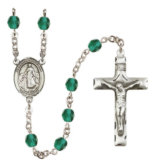 Silver Plated 6mm Fire Polished Blessed Karolina Kozkowna Rosary in Zircon