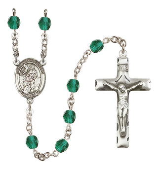 Silver Plated 6mm Fire Polished Saint Peter Nolasco Rosary in Zircon