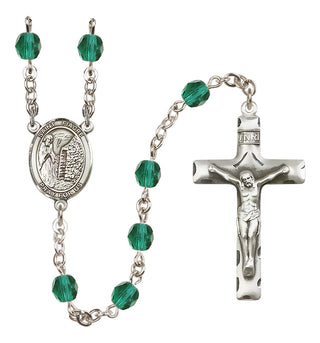 Silver Plated 6mm Fire Polished Saint Fiacre Rosary in Zircon