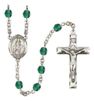 Silver Plated 6mm Fire Polished Saint Cornelius Rosary in Zircon