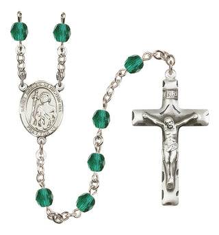 Silver Plated 6mm Fire Polished Saint Adrian of Nicomedia Rosary in Zircon