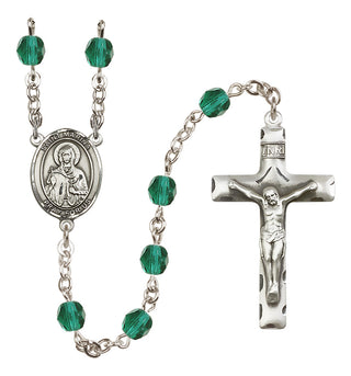 Silver-Plated 6mm Saint Marina  Engraved Catholic Rosaries