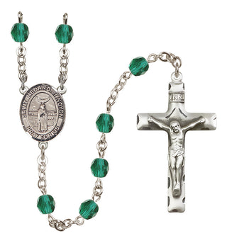 Silver Plated 6mm Fire Polished Saint Medard of Noyon Rosary in Zircon