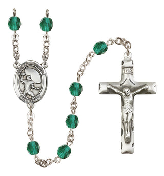 Silver-Plated 6mm Saint Christopher / Football Rosary