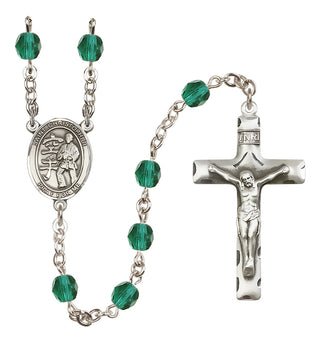 Silver Plated 6mm Fire Polished Saint Christopher / Karate Rosary in Zircon