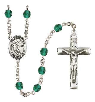 Silver-Plated 6mm Saint Sebastian / Hockey Rosary