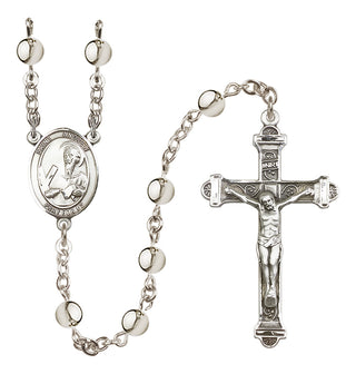 Silver-Plated 6mm Saint Andrew the Apostle  Engraved Catholic Rosaries
