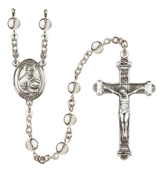 Silver-Plated 6mm Saint Albert the Great  Engraved Catholic Rosaries