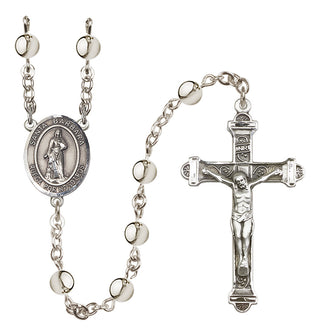 Silver-Plated 6mm Santa Barbara  Engraved Catholic Rosaries