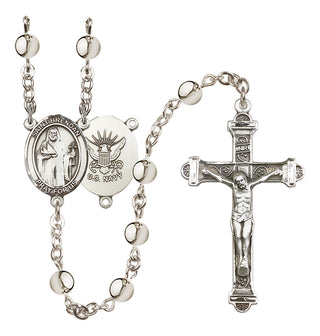 Silver Plated 6mm Saint Brendan the Navigator/Navy Rosary