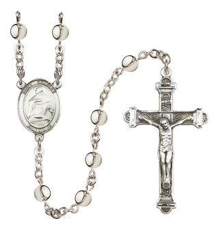 Silver-Plated 6mm Saint Charles Borromeo  Engraved Catholic Rosaries