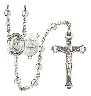 Silver Plated 6mm Saint Christopher / Army Rosary