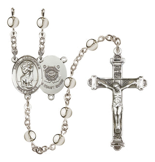 Silver Plated 6mm Saint Christopher / Coast Guard Rosary