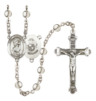 Silver-Plated 6mm Saint Christopher / Marines Rosary