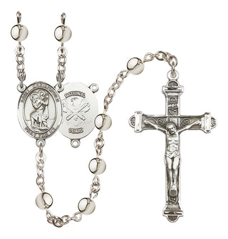 Silver Plated 6mm Saint Christopher / Nat'l Guard Rosary