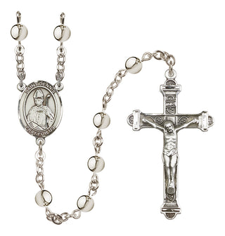 Silver-Plated 6mm Saint Dennis  Engraved Catholic Rosaries