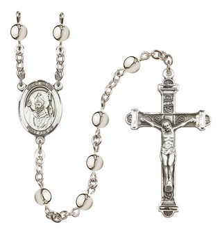 Silver-Plated 6mm Saint David of Wales  Engraved Catholic Rosaries