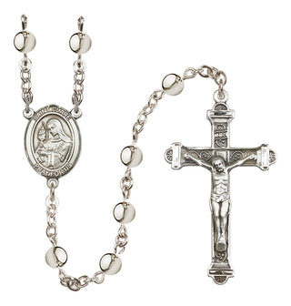 Silver-Plated 6mm Saint Clare of Assisi  Engraved Catholic Rosaries