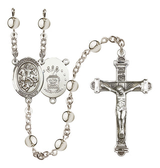 Silver Plated 6mm Saint George / Air Force Rosary