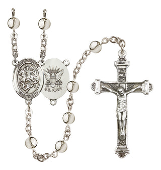Silver Plated 6mm Saint George / Navy Rosary