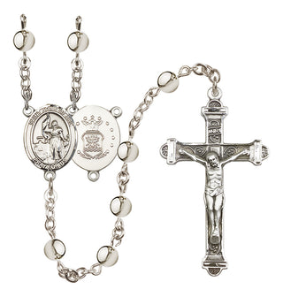 Silver Plated 6mm Saint Joan of Arc / Air Force Rosary