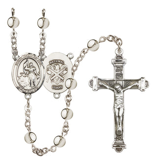 Silver Plated 6mm Saint Joan of Arc / Nat'l Guard Rosary