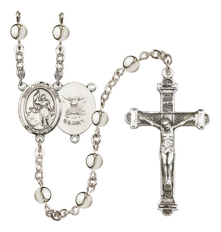 Silver Plated 6mm Saint Joan of Arc / Navy Rosary