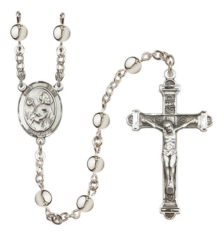 Silver-Plated 6mm Saint Kevin  Engraved Catholic Rosaries