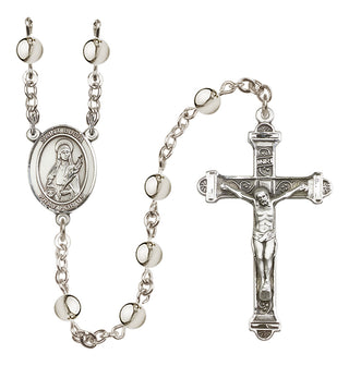 Silver-Plated 6mm Saint Lucia of Syracuse  Engraved Catholic Rosaries