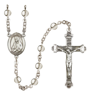 Silver-Plated 6mm Saint Martha  Engraved Catholic Rosaries