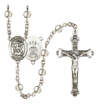 Silver Plated 6mm Saint Michael / Air Force Rosary