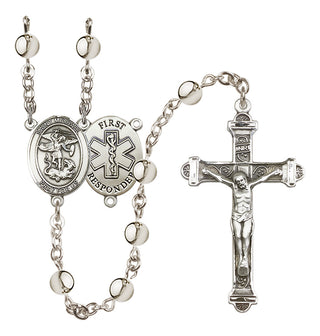 Silver Plated 6mm Saint Michael/1St Responder Rosary