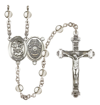 Silver Plated 6mm Saint Michael the Archangel/Policeman Rosary