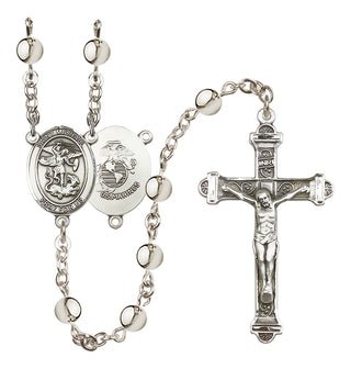 Silver-Plated 6mm Saint Michael / Marines Rosary