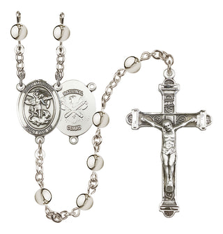 Silver-Plated 6mm Saint Michael / Nat'l Guard Rosary
