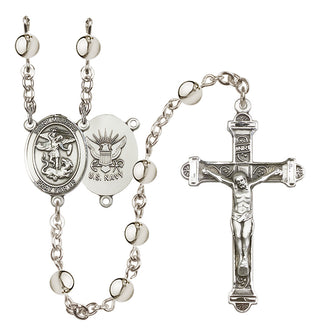 Silver-Plated 6mm Saint Michael / Navy Rosary