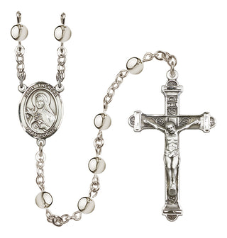 Silver-Plated 6mm Saint Theresa  Engraved Catholic Rosaries
