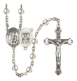 Silver Plated 6mm Guardian Angel / Navy Rosary