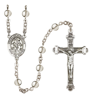 Silver-Plated 6mm Angel de la Guarda  Engraved Catholic Rosaries
