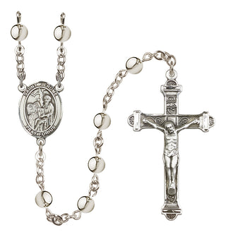 Silver-Plated 6mm Saint Jerome  Engraved Catholic Rosaries