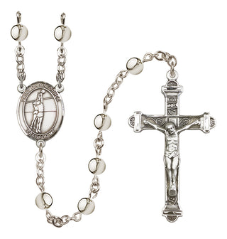 Silver Plated 6mm Saint Christopher/Volleyball Rosary