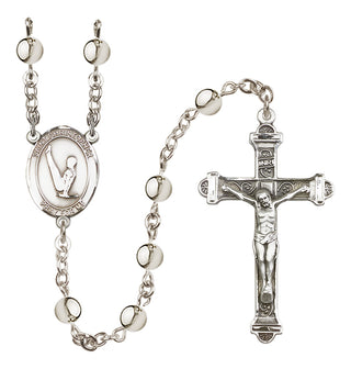 Silver-Plated 6mm Saint Christopher/Gymnastics  Engraved Catholic Rosaries
