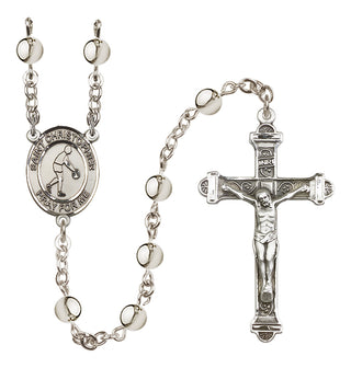 Silver Plated 6mm Saint Christopher/Basketball Rosary
