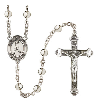 Silver-Plated 6mm Saint Sebastian/Baseball Rosary